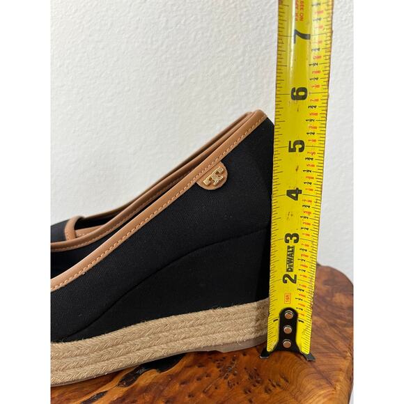 Tory Burch Majorca Black Canvas Wedge Espadrille Heels Women Size EU 35.5/US 5.5 - Picture 9 of 9